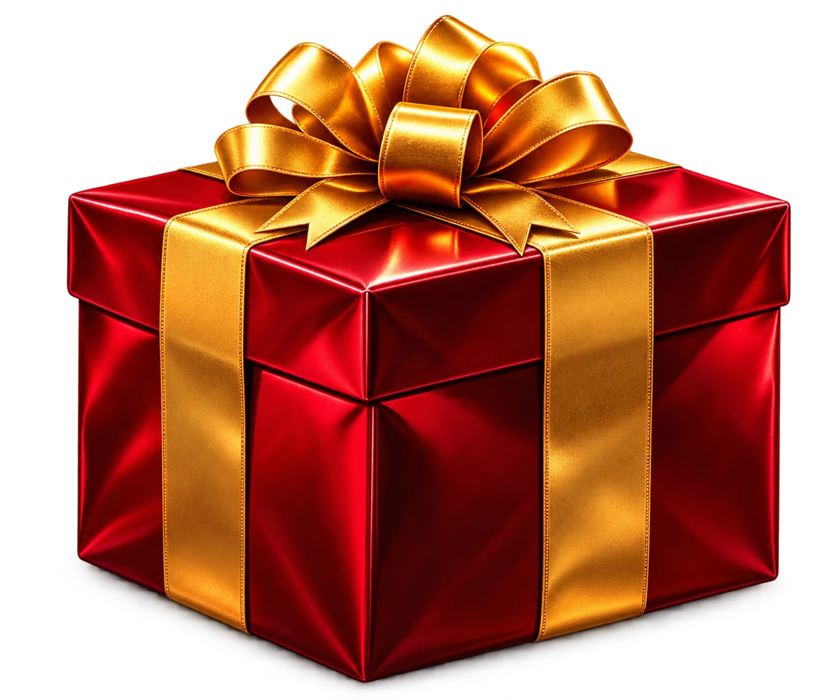 Gift box with a gold ribbon